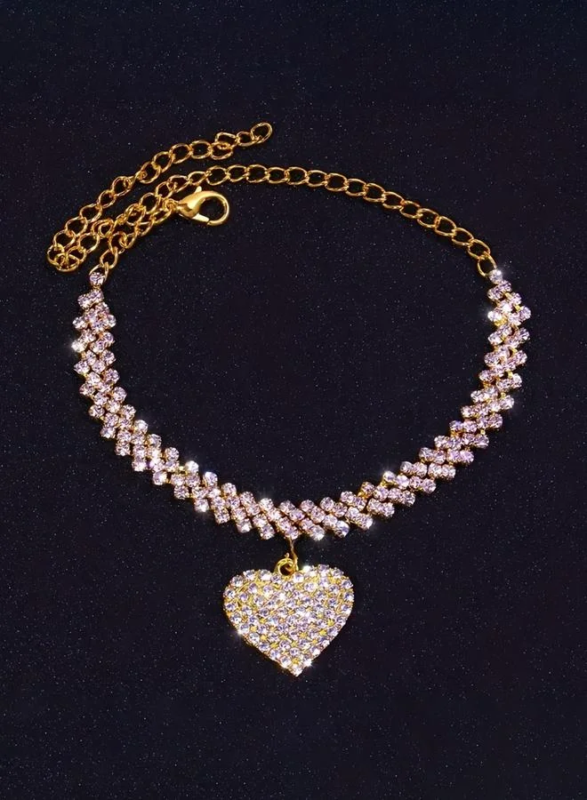 Take Two  Women Gold Heart Rhinestone Anklet And Bracelet Set for Women | Best Price UAE